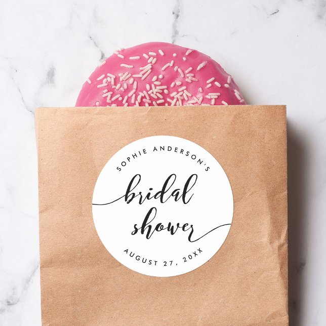 Sticker Rond Mariage Thème Noir et Blanc Relax Script Shower de (Créateur téléchargé)