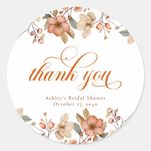 Sticker Rond Mariage Tomber Amoureux Bridal Shower Orange Brûlé
