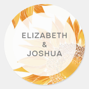 Sticker Rond Mariage Tournesol Moderne