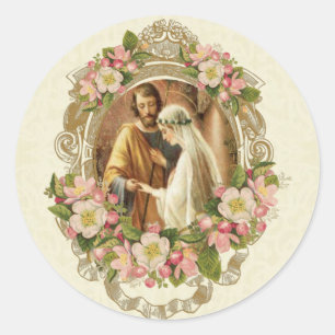 Sticker Rond Mariage traditionnel catholique élégant