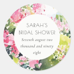 Sticker Rond Mariage Tropical Rose Vert Bougainvillea