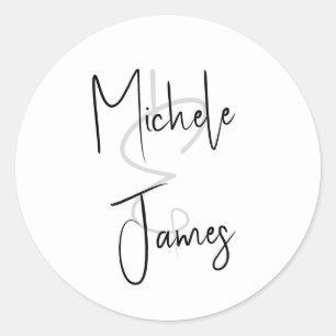 Sticker Rond Mariage Typographie Script Minimaliste