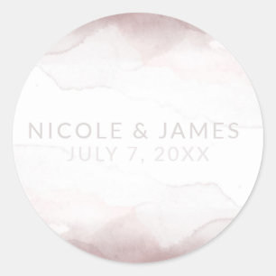 Sticker Rond Mariage Ultra Moderne Chic Aquarelle Rose Clair