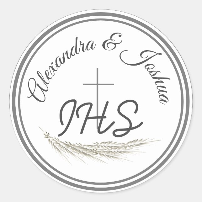 Sticker Rond Mariage Verse Bible Catholique Cadre (Devant)