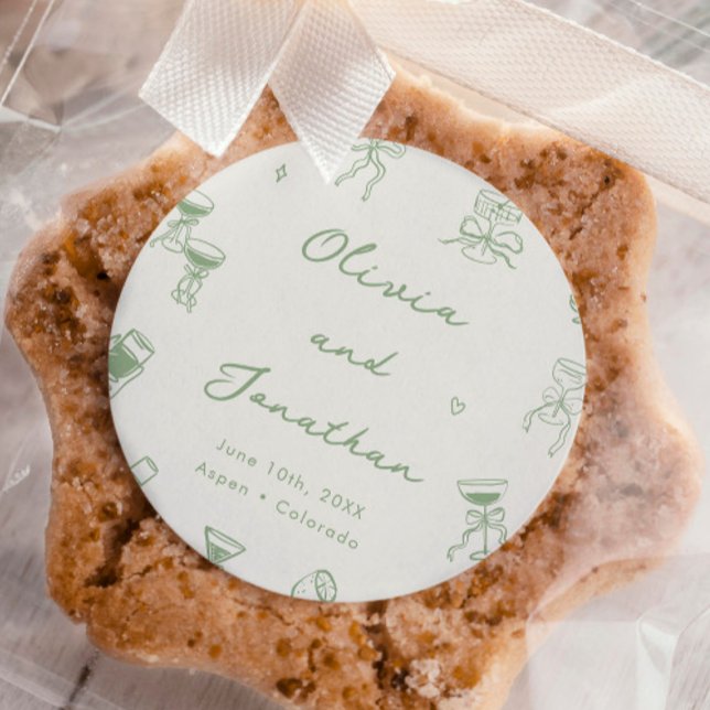 Sticker Rond Mariage vert à main levée (Créateur téléchargé)