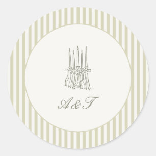 Sticker Rond Mariage vert en bande lunaire