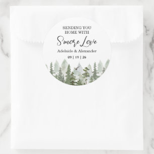 Sticker Rond Mariage Vert Forêt Bois Rustique