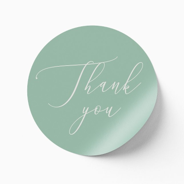 Sticker Rond Mariage Vert Menthe Douce | Remerciements Calligra (Créateur téléchargé)