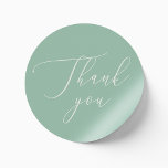 Sticker Rond Mariage Vert Menthe Douce | Remerciements en Calli<br><div class="desc">Dites merci avec fraîcheur et raffinement en utilisant cet élégant autocollant de mariage rond en vert menthe doux. Caractérisé par une calligraphie gracieuse et une mise en page minimaliste épurée, cet autocollant ajoute une touche subtile de charme à vos cadeaux de mariage, enveloppes ou emballages-cadeaux. Le ton feutré mélange la...</div>