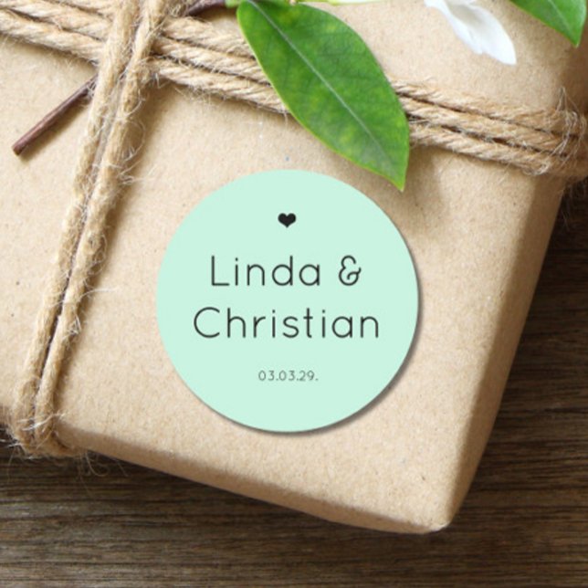 Sticker Rond Mariage vert minimaliste (Créateur téléchargé)