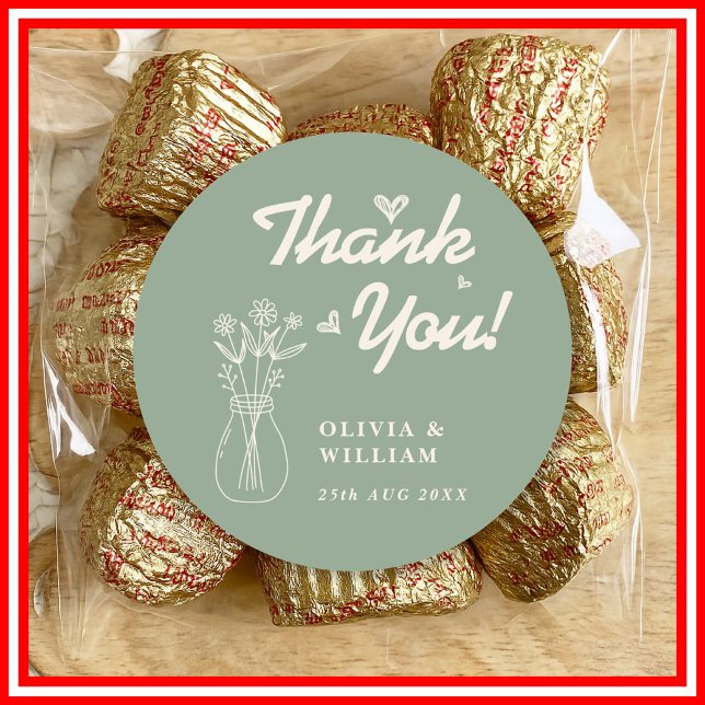 Sticker Rond Mariage Vert Sauge | Fleur Sauvage (Créateur téléchargé)