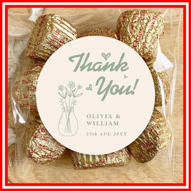 Sticker Rond Mariage Vert Sauge | Fleur Sauvage (Créateur téléchargé)