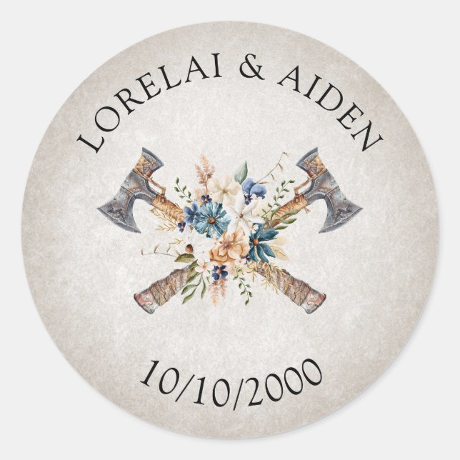 Sticker Rond Mariage viking (Devant)