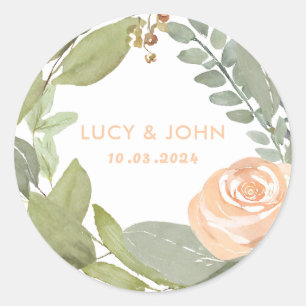 Sticker Rond Mariage vintage Floral Wreath Favor