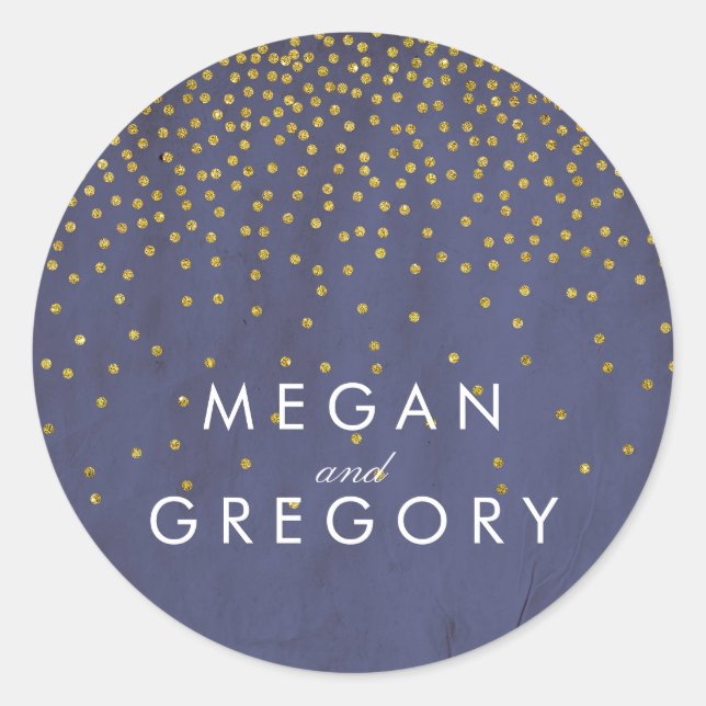 Sticker Rond Mariage vintage Gold Confetti (Devant)