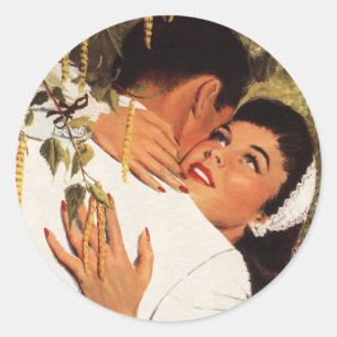 Sticker Rond Mariage Vintage Proposition, Amour et Romance