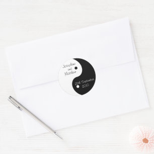 Sticker Rond Mariage Yin Yang Noir Et Blanc