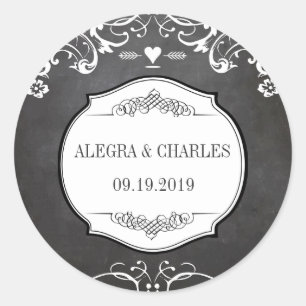Sticker Rond Mariages à la typographie de tableau noir