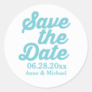 Sticker Rond mariages bleus 'Save the Date'