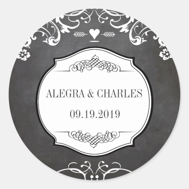 Sticker Rond Mariages de typographie de tableau noir (Devant)