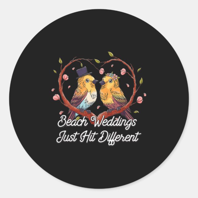 Sticker Rond Mariages Plage Juste Touché Différents Mariages (Devant)