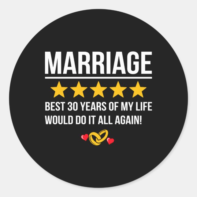 Sticker Rond Marié 30 ans Mariage Anniversaire (Devant)