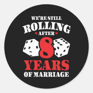 Sticker Rond Marié 8 Ans 8E Anniversaire Mariage