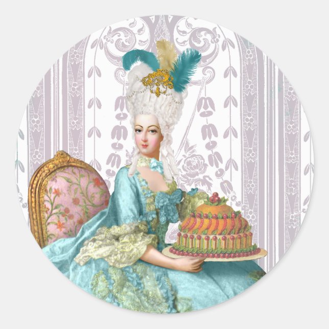 Sticker Rond Marie Antoinette à Aqua (Devant)