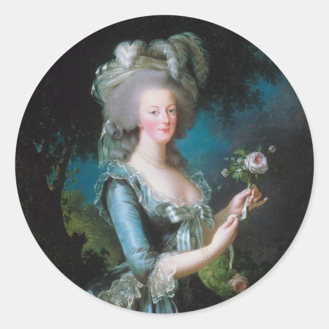 Sticker Rond Marie-Antoinette avec la Rose par Elisabeth Lebrun (Devant)