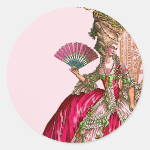 Sticker Rond Marie Antoinette en rose chaud