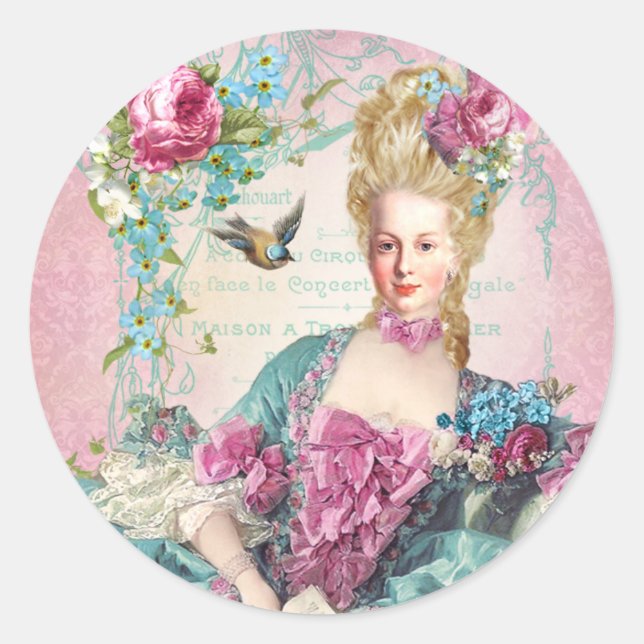 Sticker Rond Marie Antoinette,French,Paris,portrait,stickers (Devant)