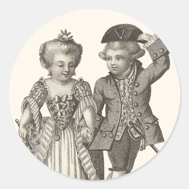 Sticker Rond Marie Antoinette Louis XVI Vintage Costumes (Devant)