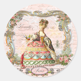 Sticker Rond Marie Antoinette Paris Rose
