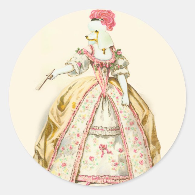 Sticker Rond Marie Antoinette Poodle (Devant)