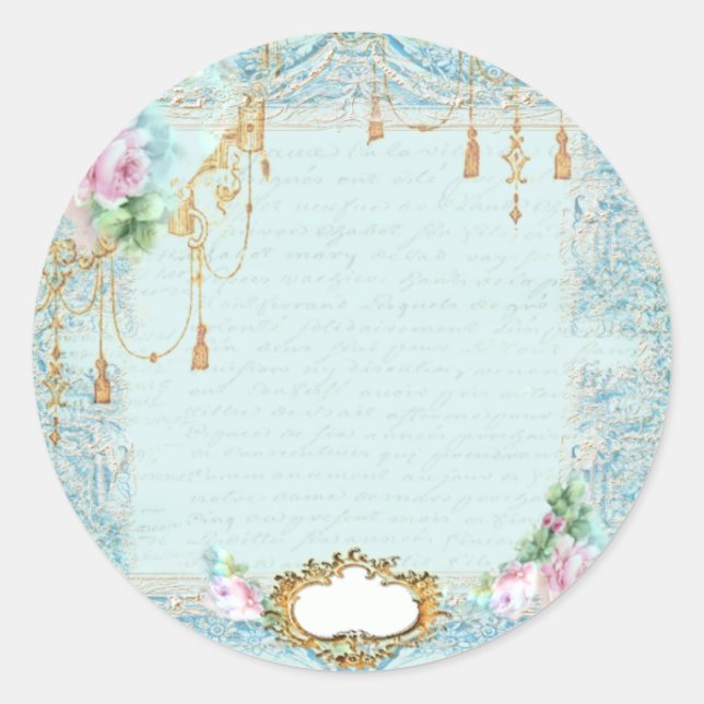 Sticker Rond Marie Antoinette Roses et dentelle Papier/Cartes (Devant)