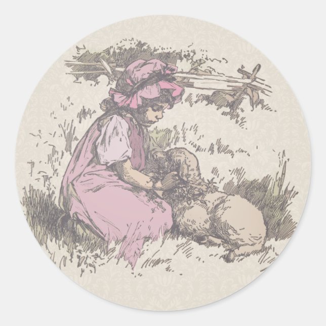 Sticker Rond Marie avait un agneau Comptine (Devant)