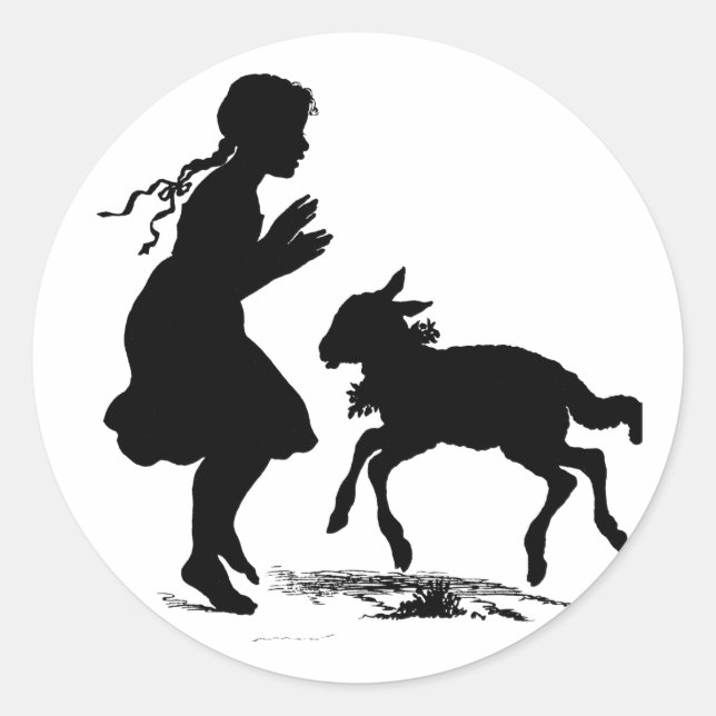 Sticker Rond Marie avait un petit agneau Pâques (Devant)