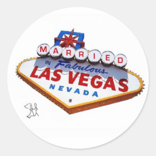 Sticker Rond MARIÉ dans l'autocollant fabuleux de Las Vegas