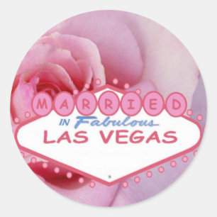 Sticker Rond MARIÉ dans le rose fabuleux de rose d'autocollant