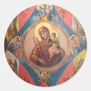 Sticker Rond Marie, Jésus et les Anges