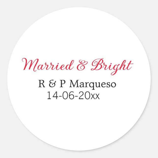 Sticker Rond Marié & lumineux ajouter nom de couple mariage ajo (Devant)
