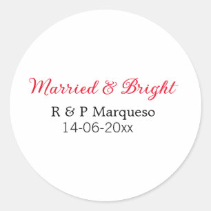 Sticker Rond Marié & lumineux ajouter nom de couple mariage ajo