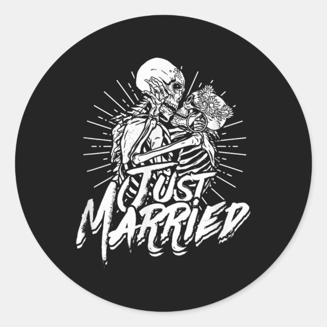 Sticker Rond Marié - Mariée Et Femme Skeleton Couple (Devant)