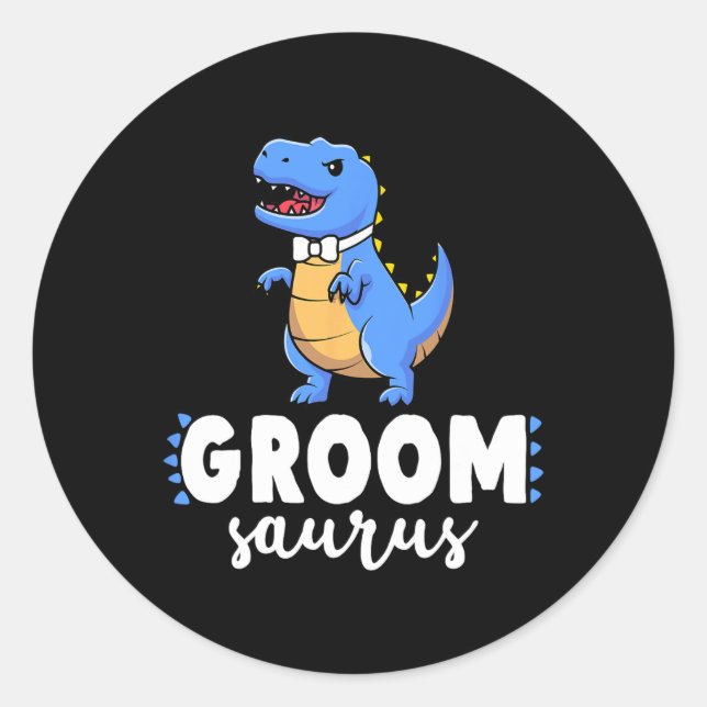 Sticker Rond Marié Saurus Dinosaure Fiançailles Mariage Couples (Devant)