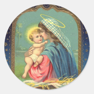 Sticker Rond Marie tenant le bébé Jésus