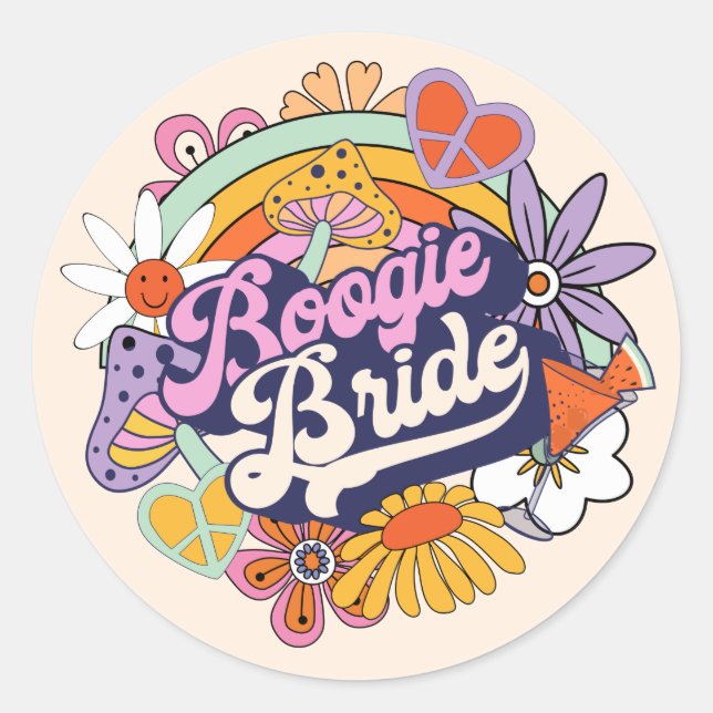 Sticker Rond Mariée Boogie Groovy 70 ID929  (Devant)