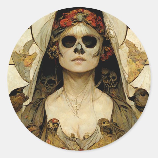 Sticker Rond Mariée De La Mort Horreur Gothique (Devant)