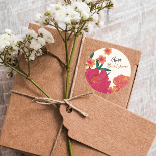 Sticker Rond Mariée en fleurs Fête des mariées fleurie décorati