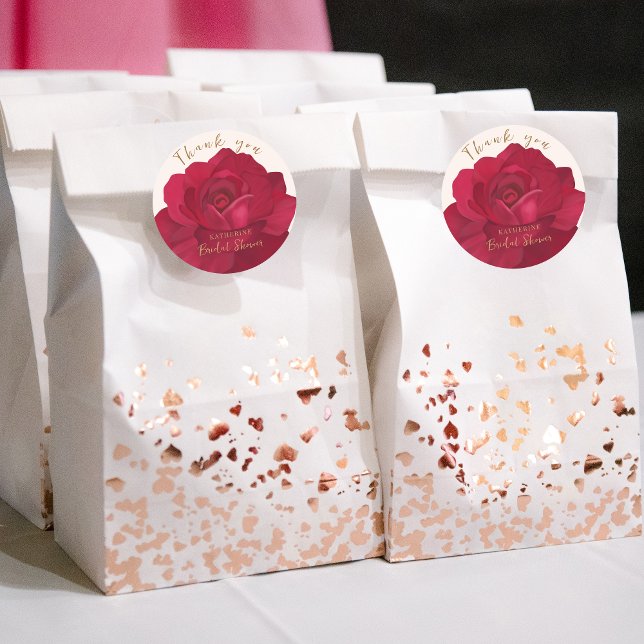 Sticker Rond Mariée en fleurs rose et or floral Baby Shower (Créateur téléchargé)