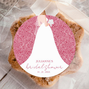 Sticker Rond Mariée en Mariage robe Fête des mariées Magenta